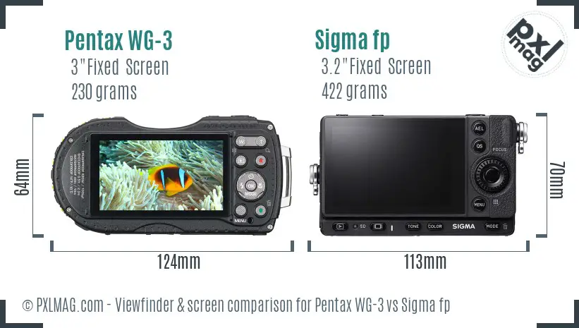 Pentax WG-3 vs Sigma fp Screen and Viewfinder comparison