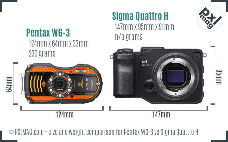 Pentax WG-3 vs Sigma Quattro H size comparison Pentax WG-3 vs Sigma Quattro H size comparison