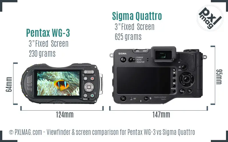 Pentax WG-3 vs Sigma Quattro Screen and Viewfinder comparison
