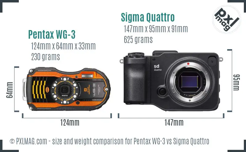 Pentax WG-3 vs Sigma Quattro size comparison