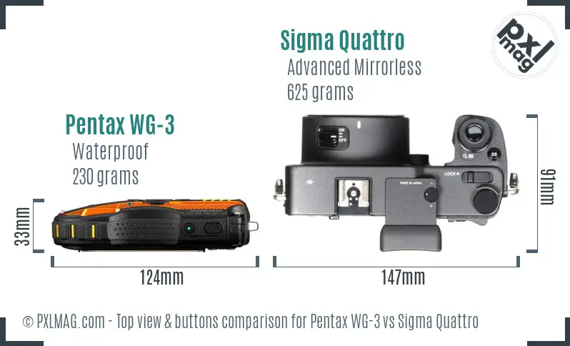 Pentax WG-3 vs Sigma Quattro top view buttons comparison