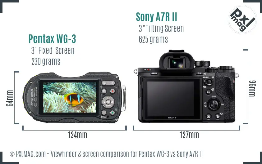 Pentax WG-3 vs Sony A7R II Screen and Viewfinder comparison