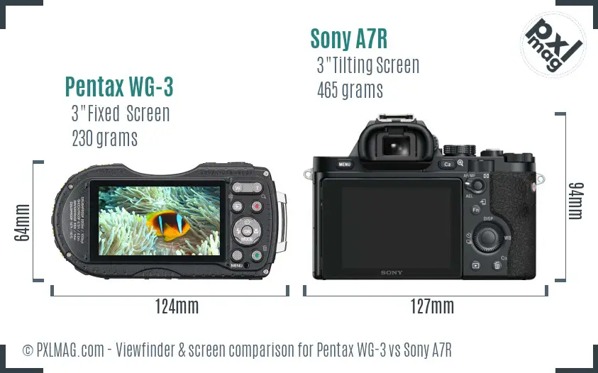 Pentax WG-3 vs Sony A7R Screen and Viewfinder comparison