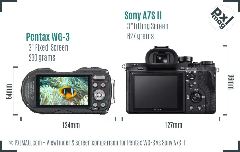 Pentax WG-3 vs Sony A7S II Screen and Viewfinder comparison