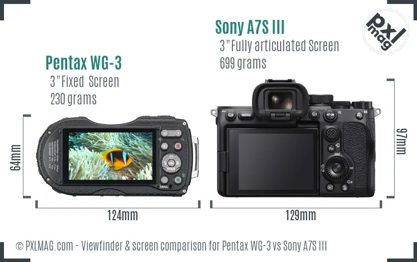 Pentax WG-3 vs Sony A7S III Screen and Viewfinder comparison