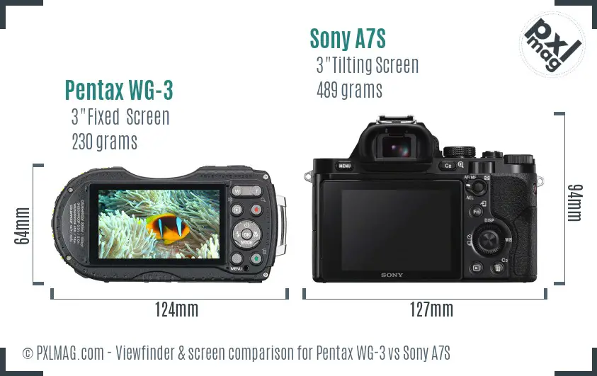 Pentax WG-3 vs Sony A7S Screen and Viewfinder comparison