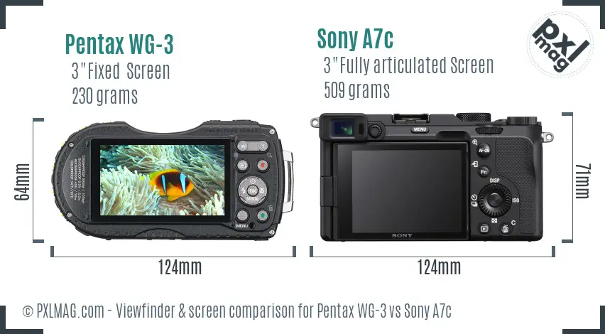 Pentax WG-3 vs Sony A7c Screen and Viewfinder comparison