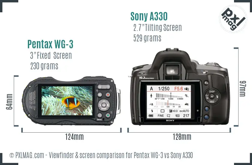 Pentax WG-3 vs Sony A330 Screen and Viewfinder comparison