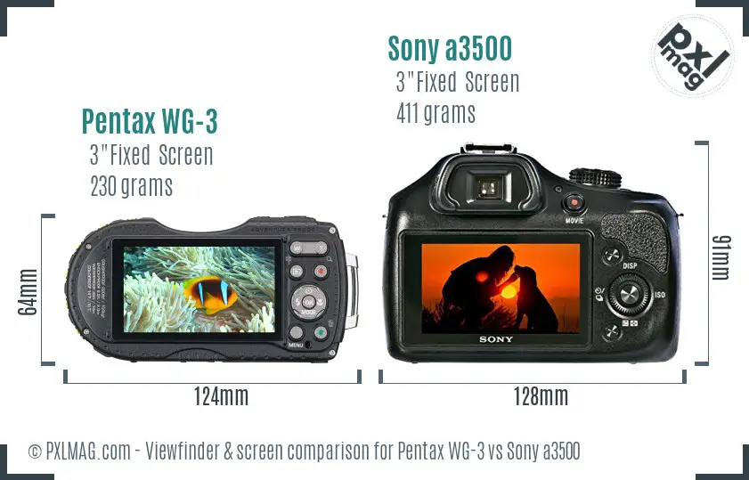 Pentax WG-3 vs Sony a3500 Screen and Viewfinder comparison