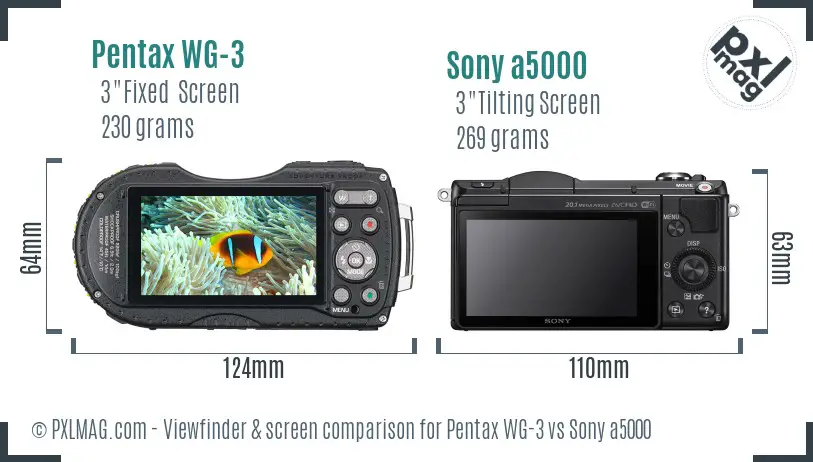 Pentax WG-3 vs Sony a5000 Screen and Viewfinder comparison