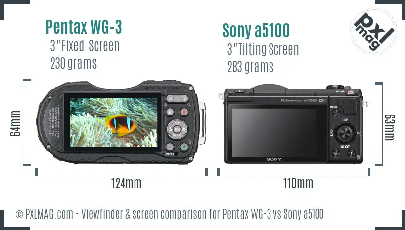 Pentax WG-3 vs Sony a5100 Screen and Viewfinder comparison