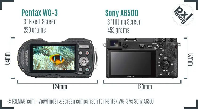 Pentax WG-3 vs Sony A6500 Screen and Viewfinder comparison