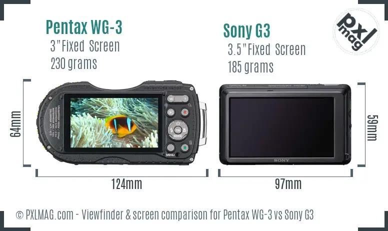 Pentax WG-3 vs Sony G3 Screen and Viewfinder comparison Pentax WG-3 vs Sony G3 Screen and Viewfinder comparison