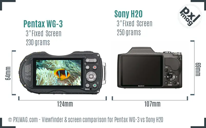 Pentax WG-3 vs Sony H20 Screen and Viewfinder comparison
