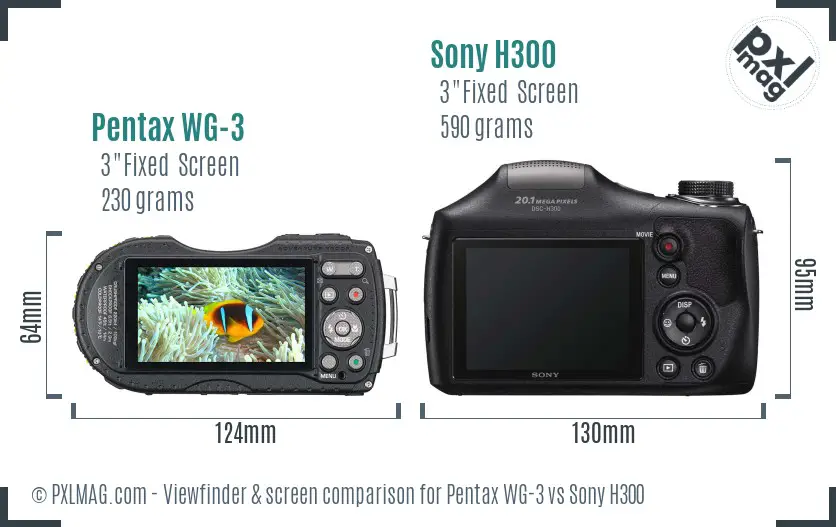 Pentax WG-3 vs Sony H300 Screen and Viewfinder comparison Pentax WG-3 vs Sony H300 Screen and Viewfinder comparison