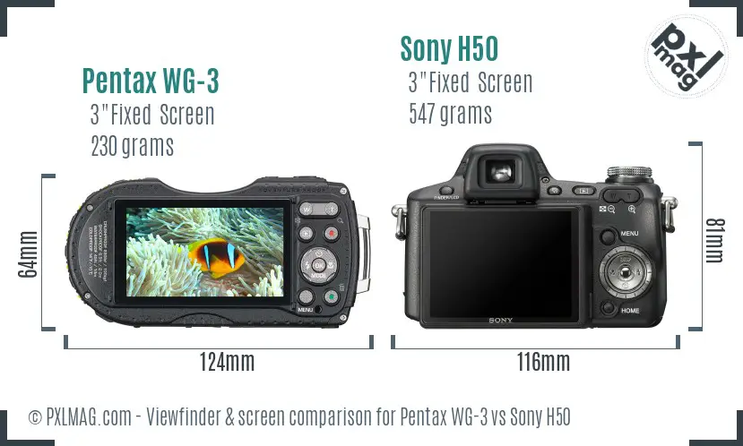 Pentax WG-3 vs Sony H50 Screen and Viewfinder comparison
