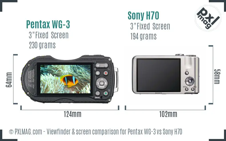 Pentax WG-3 vs Sony H70 Screen and Viewfinder comparison