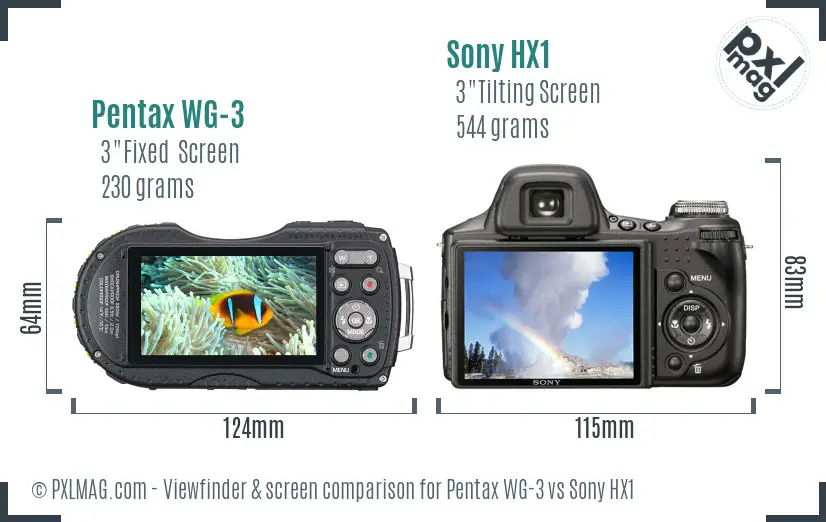 Pentax WG-3 vs Sony HX1 Screen and Viewfinder comparison