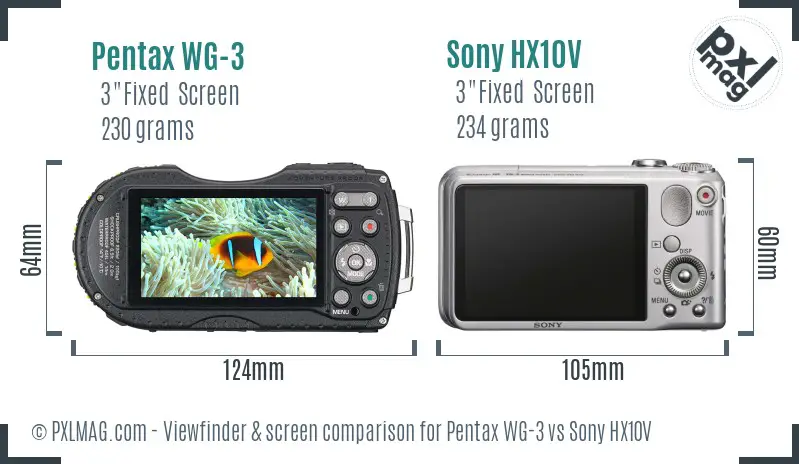 Pentax WG-3 vs Sony HX10V Screen and Viewfinder comparison