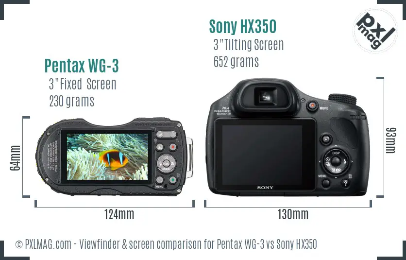 Pentax WG-3 vs Sony HX350 Screen and Viewfinder comparison