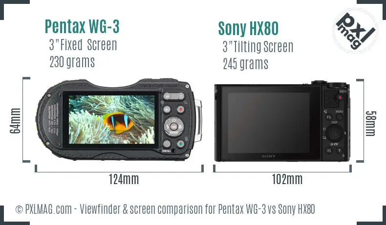 Pentax WG-3 vs Sony HX80 Screen and Viewfinder comparison