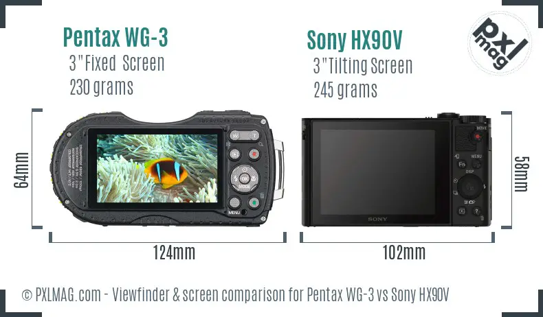 Pentax WG-3 vs Sony HX90V Screen and Viewfinder comparison