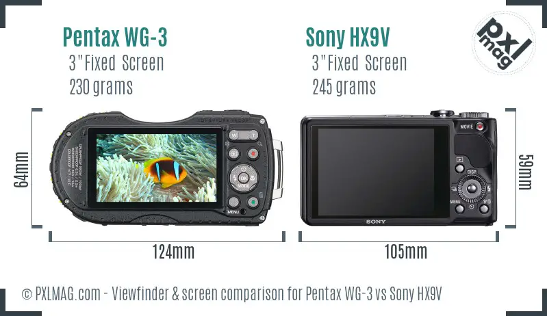 Pentax WG-3 vs Sony HX9V Screen and Viewfinder comparison