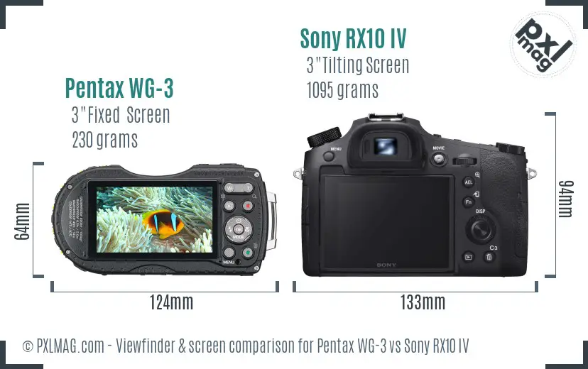 Pentax WG-3 vs Sony RX10 IV Screen and Viewfinder comparison