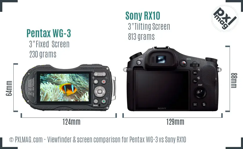 Pentax WG-3 vs Sony RX10 Screen and Viewfinder comparison