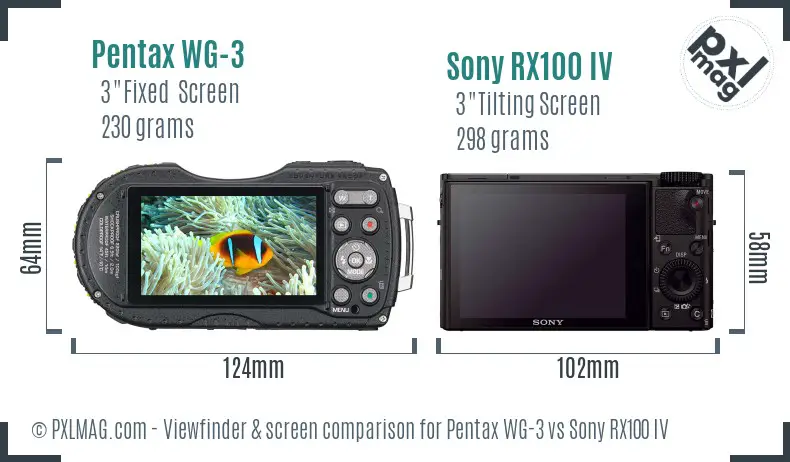 Pentax WG-3 vs Sony RX100 IV Screen and Viewfinder comparison