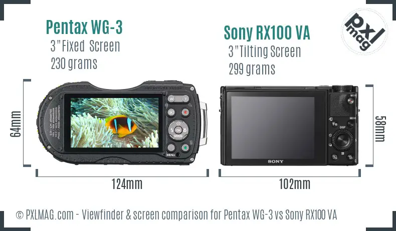 Pentax WG-3 vs Sony RX100 VA Screen and Viewfinder comparison