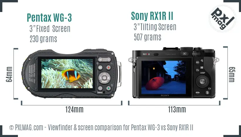Pentax WG-3 vs Sony RX1R II Screen and Viewfinder comparison