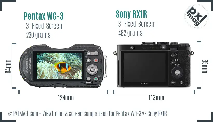 Pentax WG-3 vs Sony RX1R Screen and Viewfinder comparison