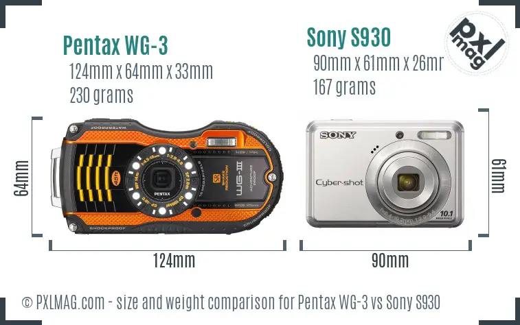 Pentax WG-3 vs Sony S930 size comparison