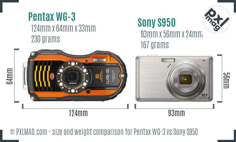 Pentax WG-3 vs Sony S950 size comparison