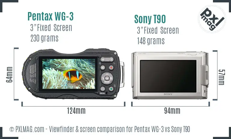 Pentax WG-3 vs Sony T90 Screen and Viewfinder comparison