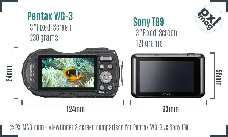 Pentax WG-3 vs Sony T99 Screen and Viewfinder comparison