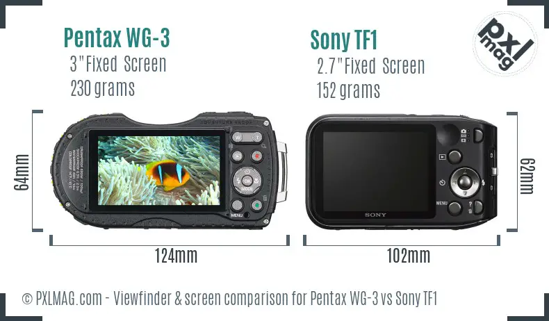 Pentax WG-3 vs Sony TF1 Screen and Viewfinder comparison