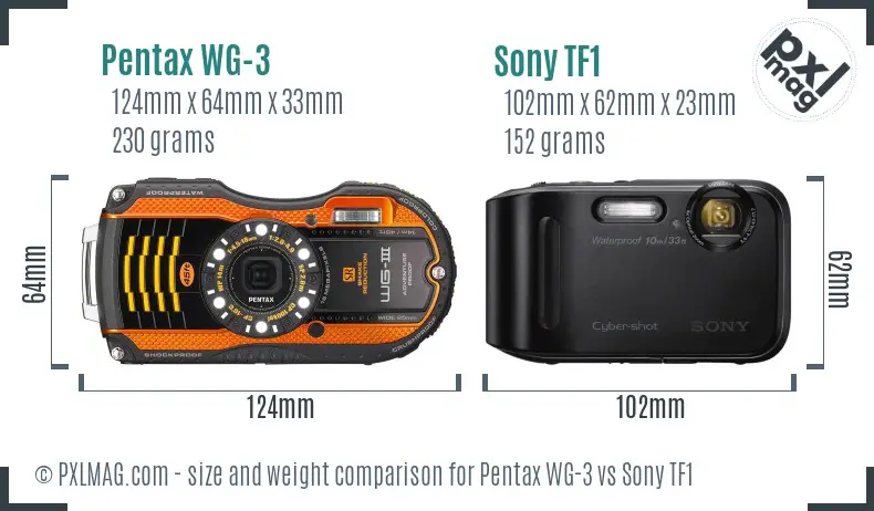 Pentax WG-3 vs Sony TF1 size comparison