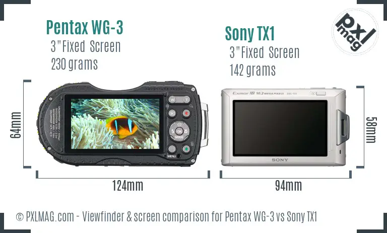 Pentax WG-3 vs Sony TX1 Screen and Viewfinder comparison