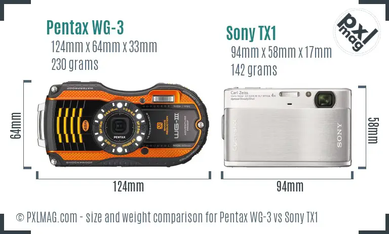 Pentax WG-3 vs Sony TX1 size comparison