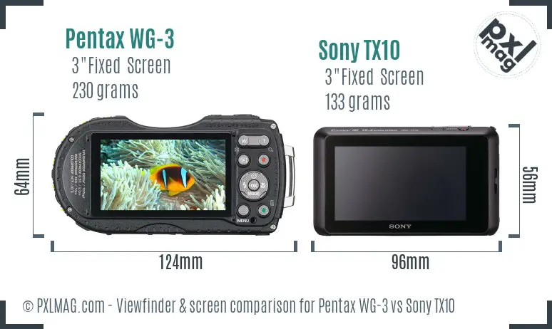 Pentax WG-3 vs Sony TX10 Screen and Viewfinder comparison