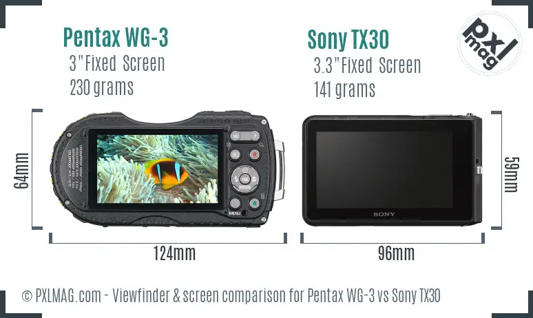 Pentax WG-3 vs Sony TX30 Screen and Viewfinder comparison