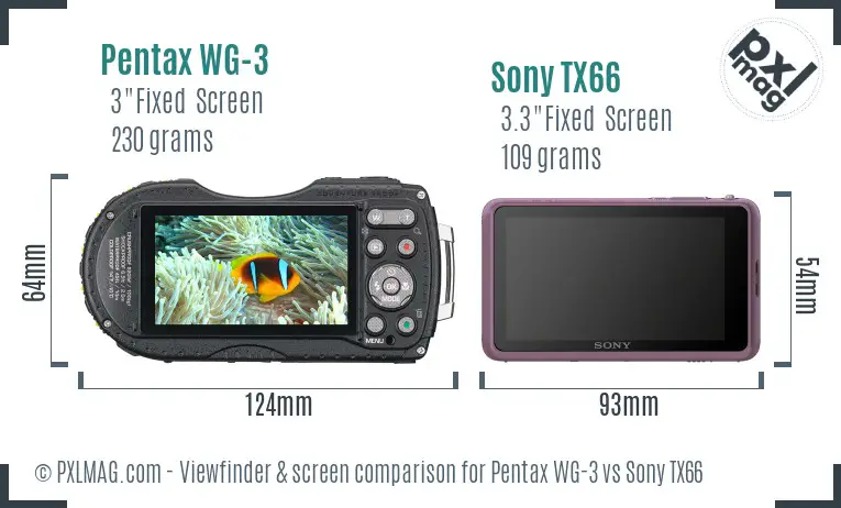 Pentax WG-3 vs Sony TX66 Screen and Viewfinder comparison