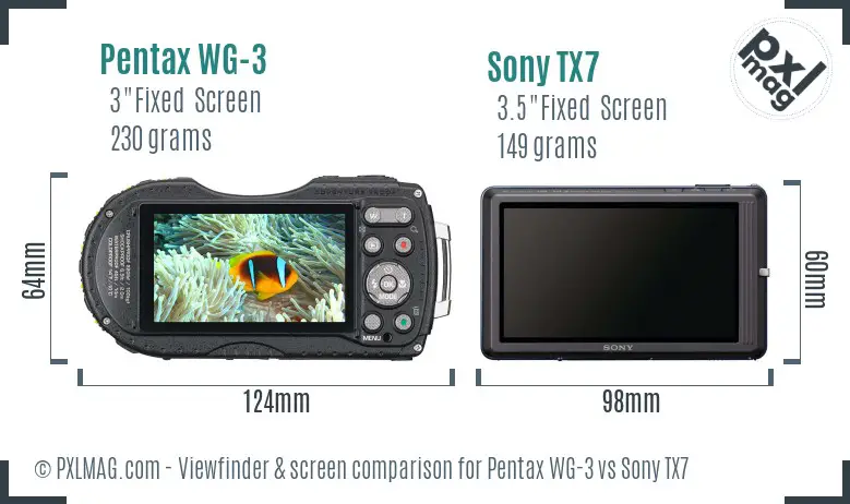 Pentax WG-3 vs Sony TX7 Screen and Viewfinder comparison