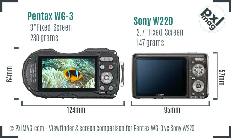 Pentax WG-3 vs Sony W220 Screen and Viewfinder comparison