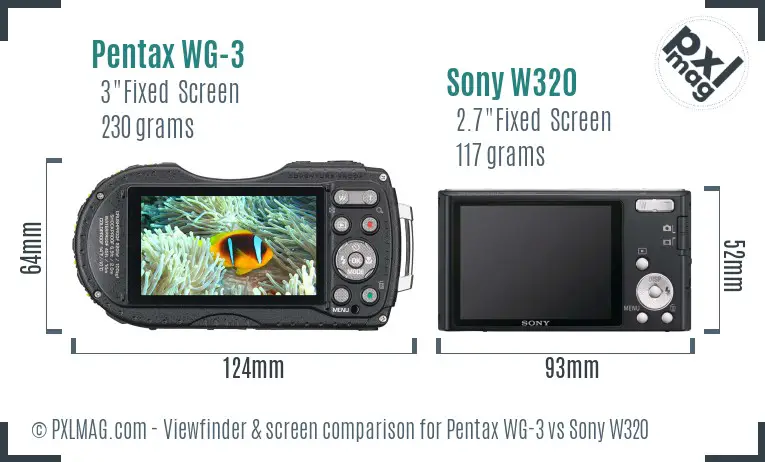 Pentax WG-3 vs Sony W320 Screen and Viewfinder comparison