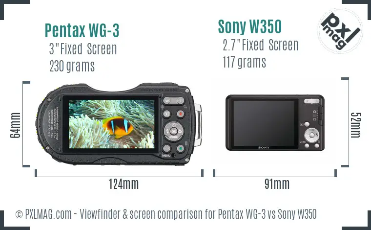 Pentax WG-3 vs Sony W350 Screen and Viewfinder comparison