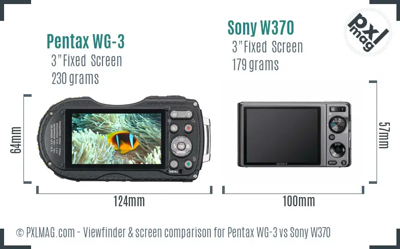 Pentax WG-3 vs Sony W370 Screen and Viewfinder comparison