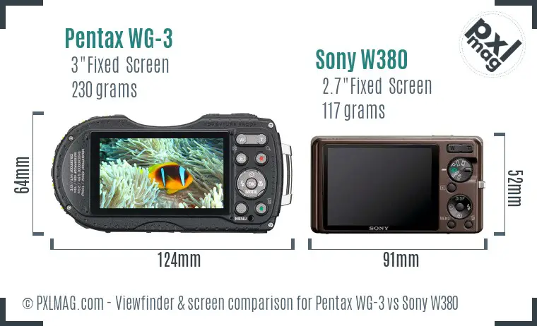 Pentax WG-3 vs Sony W380 Screen and Viewfinder comparison